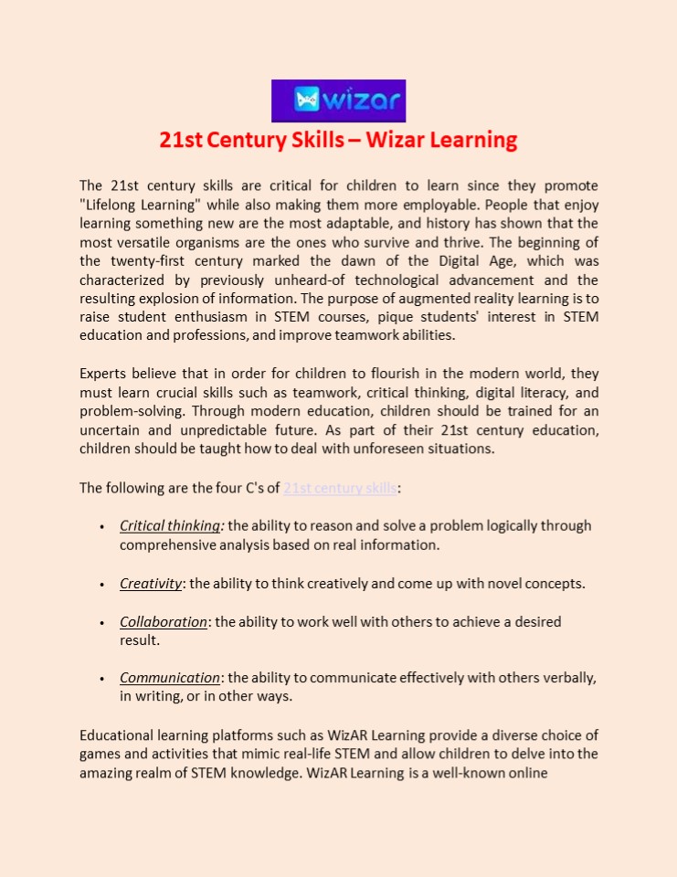 21st Century Skills – Wizar Learning