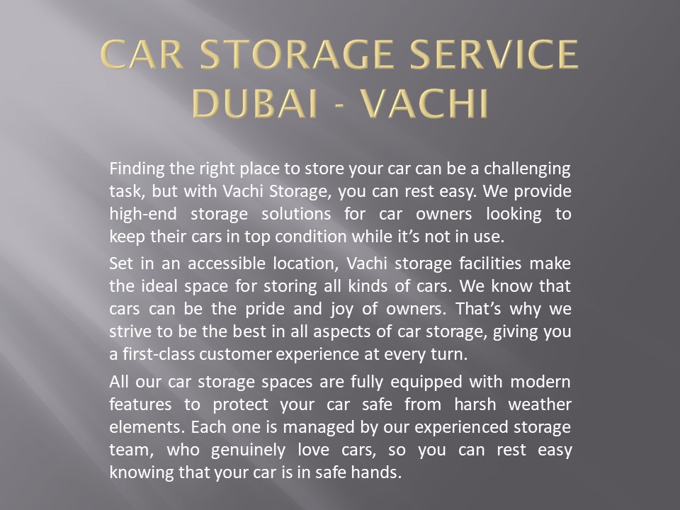 Car Storage Facility in Dubai- Vachistorage