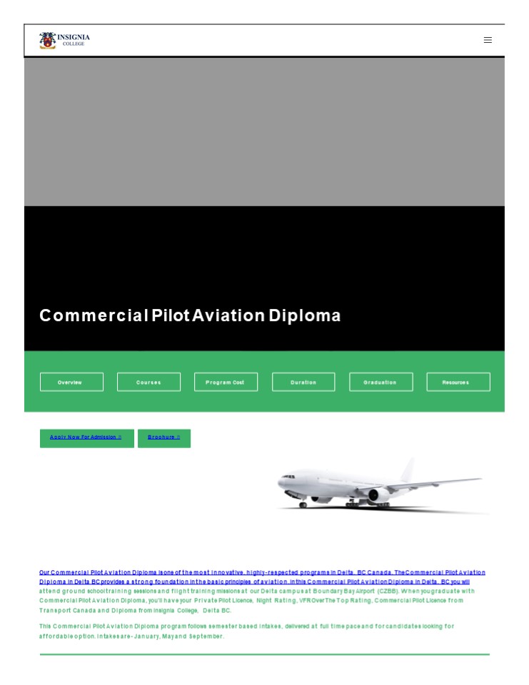 Commercial Pilot Training in Canada