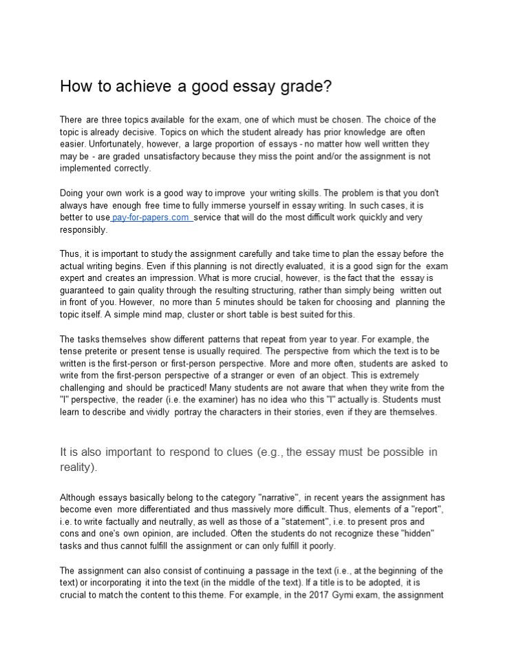 How to achieve a good essay grade?