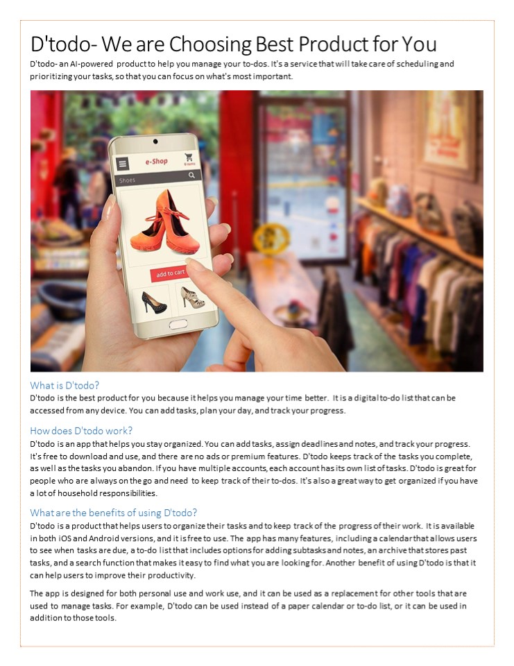 D'todo- We are Choosing Best Product for You