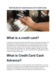 Brief Guide On Cash Advance On Credit Cards