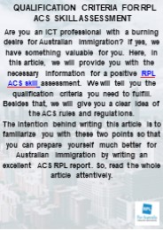 Qualification Criteria For RPL ACS Skill Assessment
