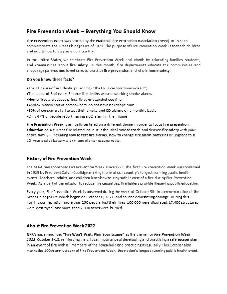 Fire Prevention Week – Everything You Should Know