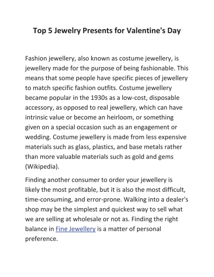 Top 5 Jewelry Presents for Valentine's Day