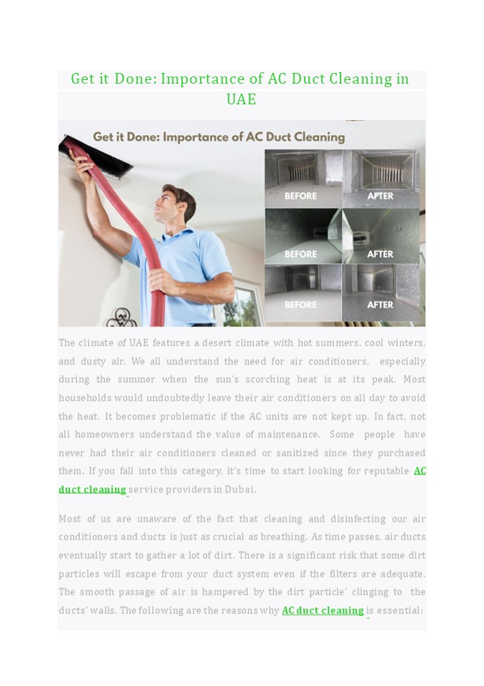 PPT – Get it Done: Importance of AC Duct Cleaning in UAE The (1 ...
