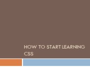 How to start Learning CSS
