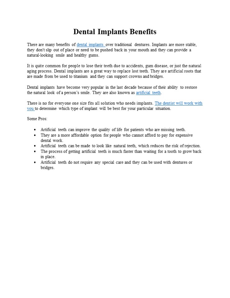 Dental Implant Benefits