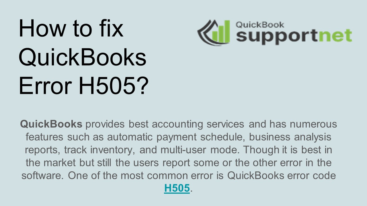 How to fix QuickBooks Error H505?