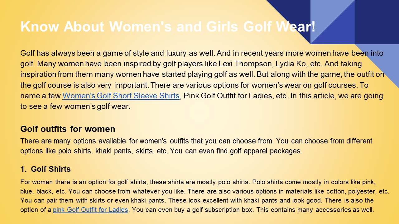 PPT Know About Women's and Girls Golf Wear! PowerPoint presentation