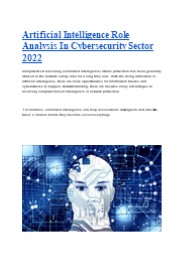 Artificial Intelligence Role Analysis In Cybersecurity Sector  2022