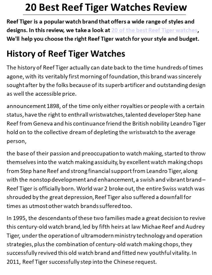 Reef Tiger Watches