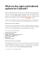 What are the signs and treatment options for Cataracts?