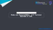 IT Technical Recruiter - Alliance Recruitment Agency