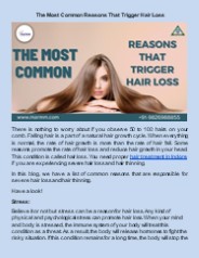 The Most Common Reasons That Trigger Hair Loss