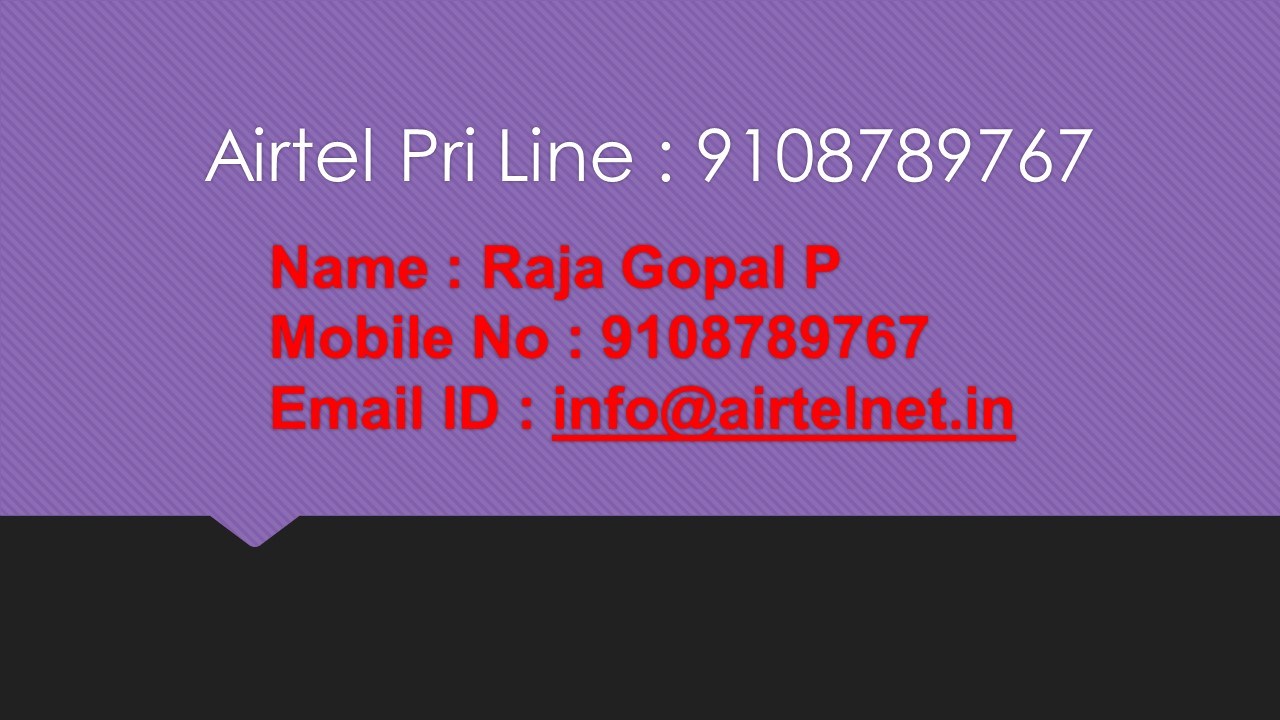 Airtel Pri Line Tarrif Plan : 9108789767