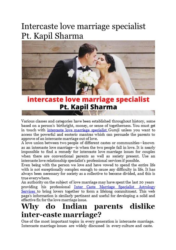 Intercaste love marriage specialist Pt. Kapil Sharma - Astrology Support