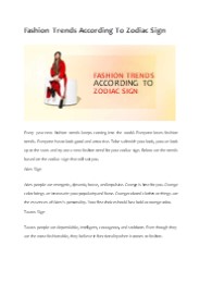 Fashion Trends According To Zodiac Sign