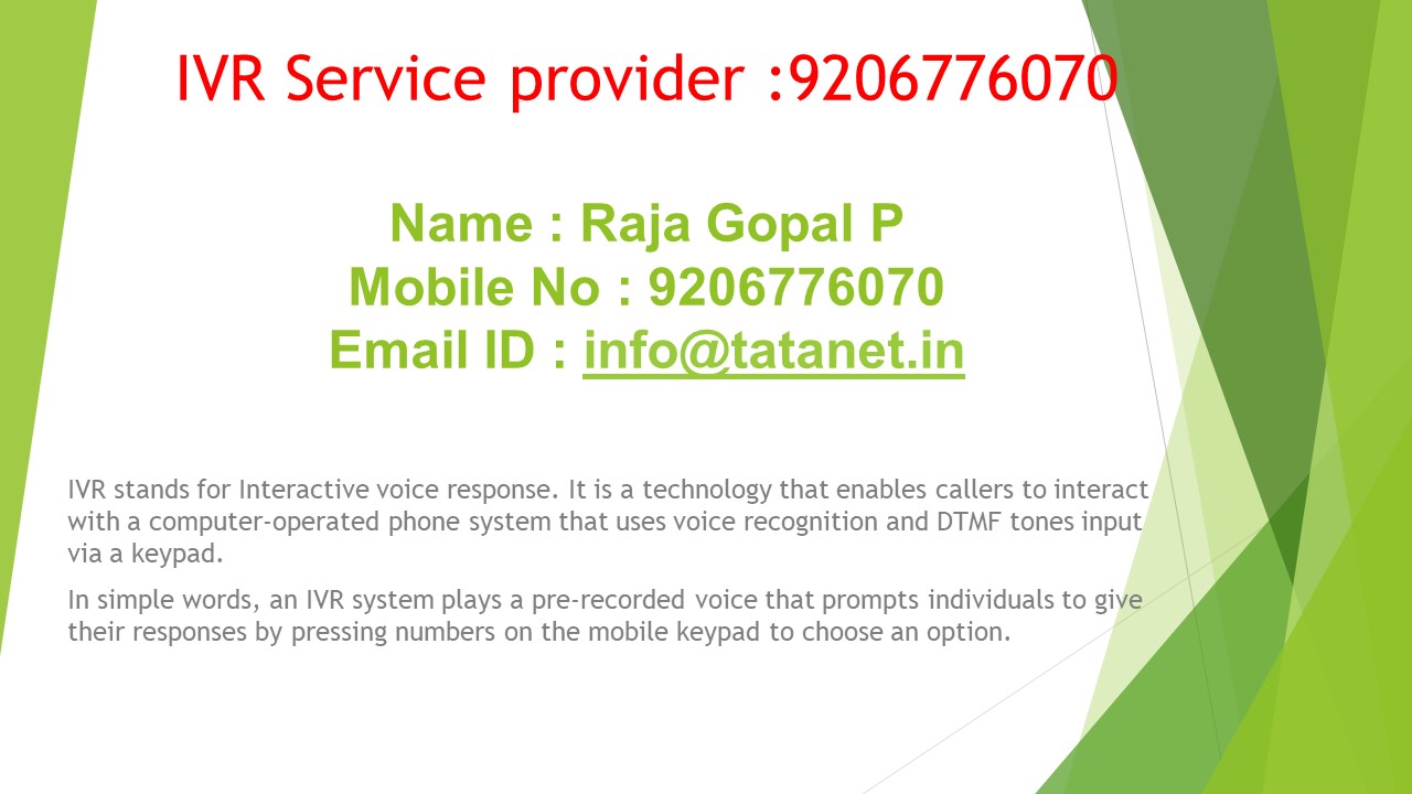 Best Hosted IVR Service Provider - Call @ 9206776070