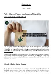 Why Hemp Paper packaging? Next big sustainable innovation!