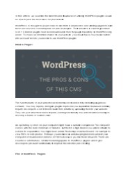 WORDPRESS PLUGINS: PROS AND CONS