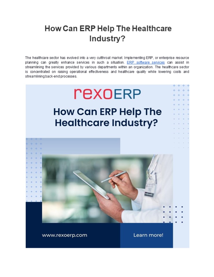 How Can ERP Help The Healthcare Industry?