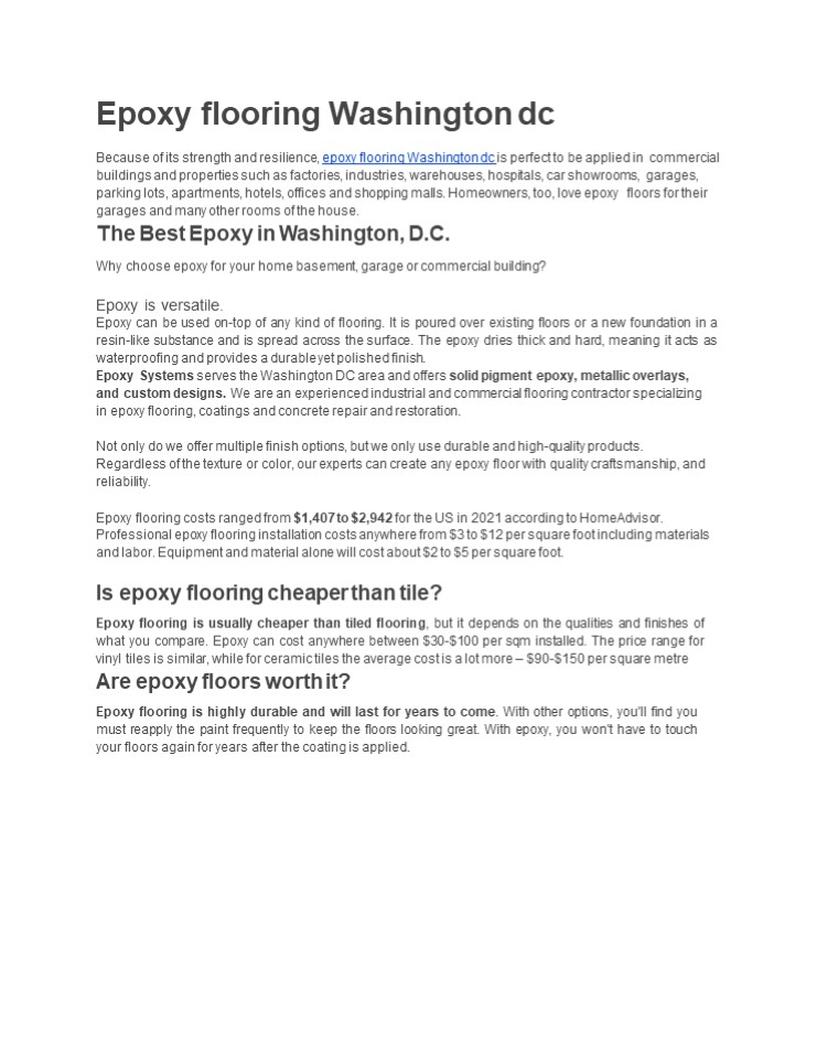 Epoxy flooring Washington dc