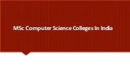 MSc Computer Science Colleges In India
