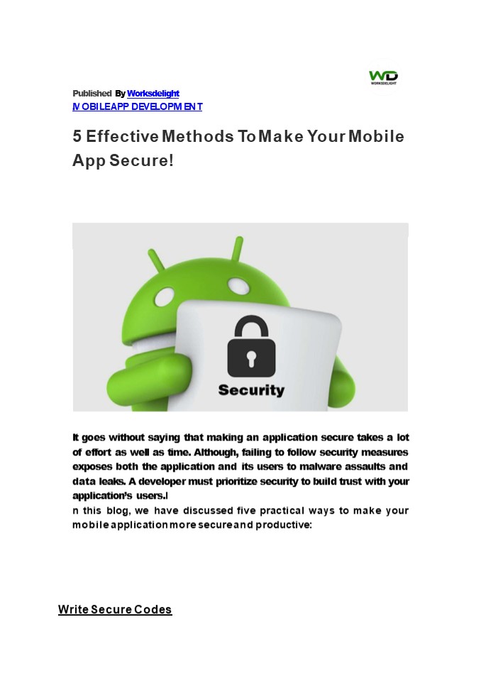 5 Effective Methods To Make Your Mobile App Secure!