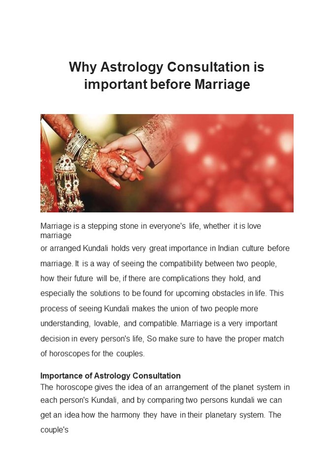 Astrology Consultation is Important Before Marriage