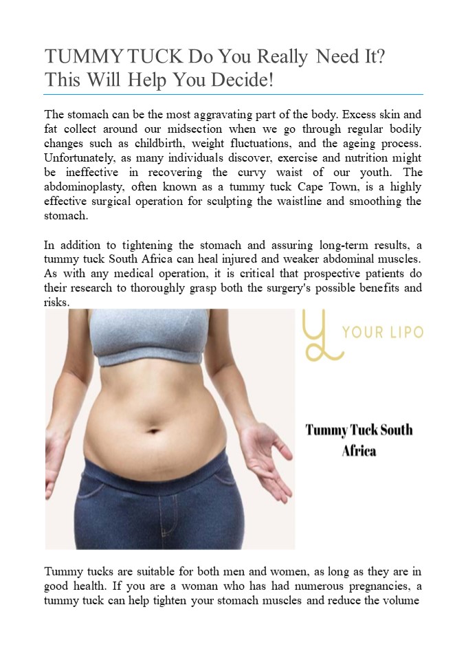 PPT TUMMY TUCK Do You Really Need It? This Will Help You Decide