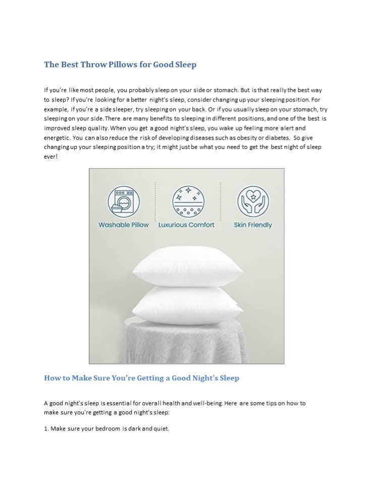 PPT The Best Throw Pillows for Good Sleep PowerPoint presentation