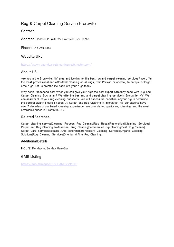 Rug & Carpet Cleaning Service Bronxville