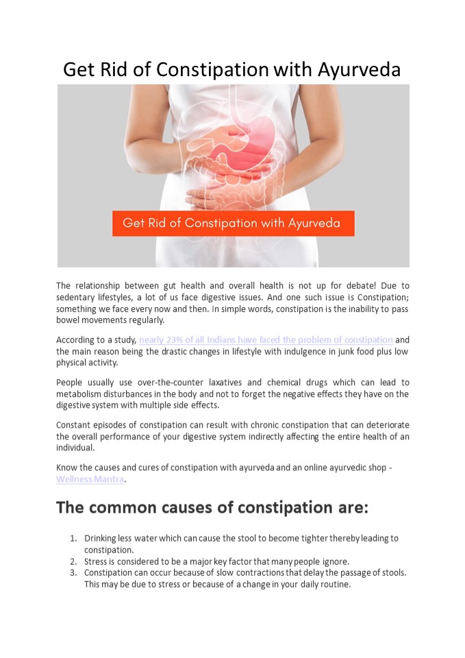 Get Rid of Constipation with Ayurveda - Wellness Mantra