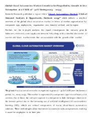 Cloud Automation Market Analysis Pr