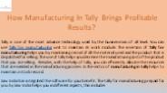 Tally for Manufacturing-Sawindia