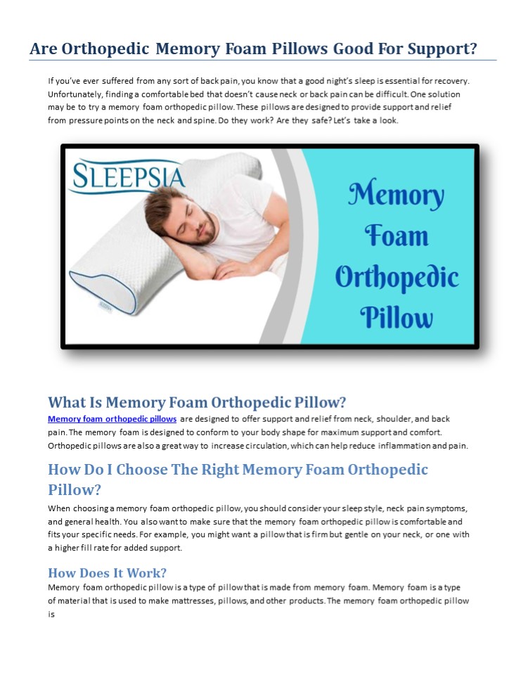 PPT Are Orthopedic Memory Foam Pillows Good For Support? PowerPoint