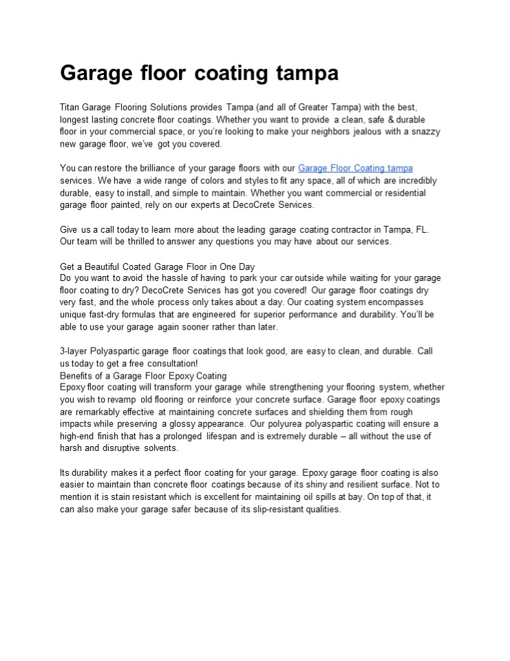 Epoxy floor coatings tampa