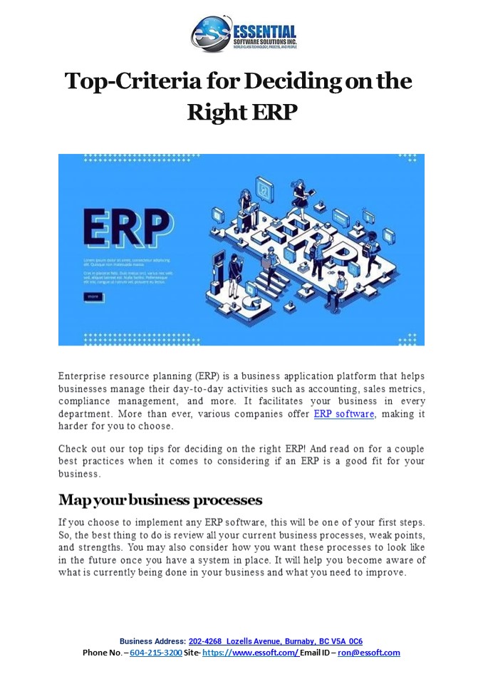 Top-Criteria for Deciding On the Right ERP