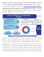 Automated Cell Cultures Market Analysis
