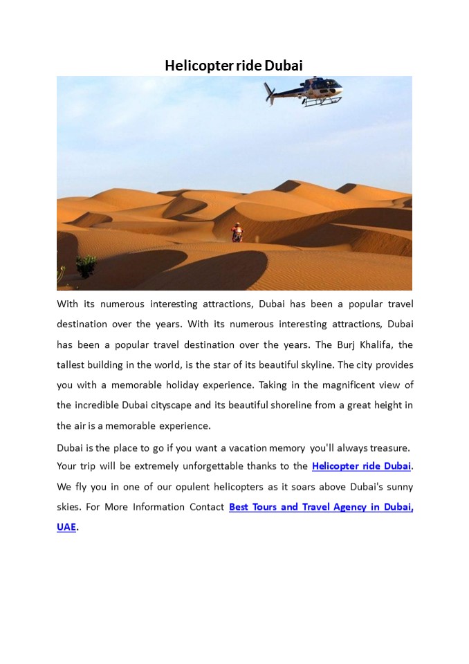 Helicopter Tour Dubai