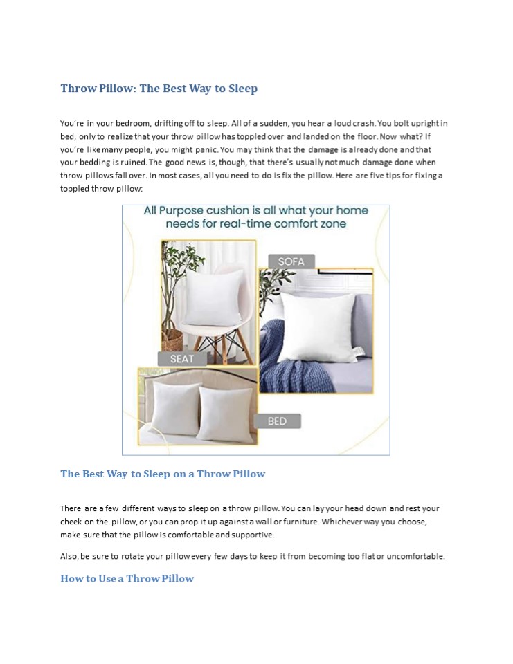 PPT Throw Pillow The Best Way to Sleep PowerPoint presentation