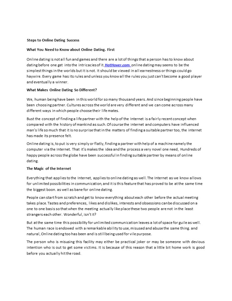 Steps to Online Dating Success