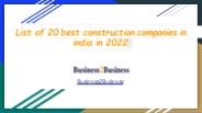List of 20 best construction companies in india in 2022 B2B