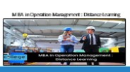 MBA in Operation Management : Distance Learning