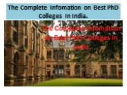 Best PhD Colleges In India