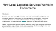 How Local Logistics Services Works In Ecommerce