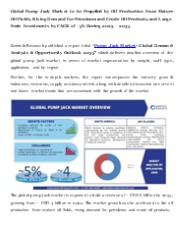 Pump Jack Market Analysis