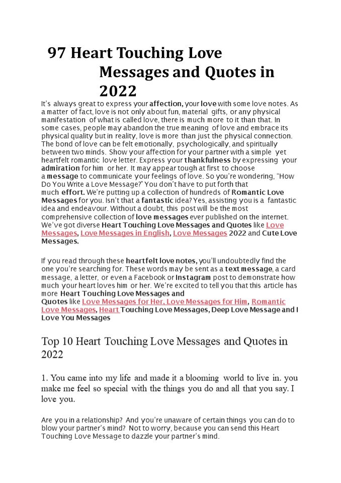 97 Heart Touching Love Messages and Quotes in 2022