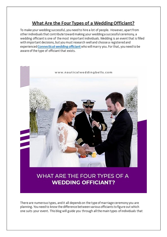 Four Primary Kinds of Wedding Officiant